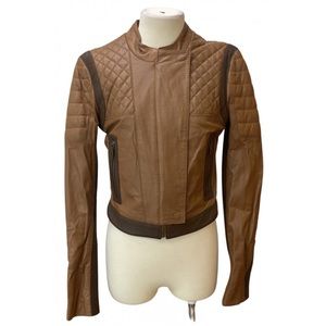 women’s BCBGmaxazria Josh Leather Jacket Brown size M